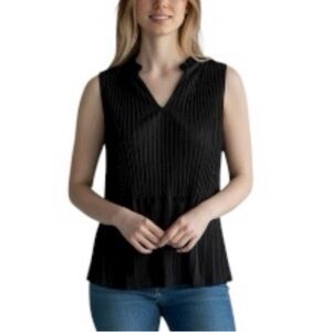 Nine West Black V-Neck Sleeveless Blouse S